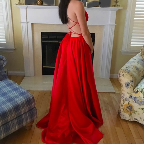 Dresses & Skirts - GORGEOUS RED GOWN!! Pockets, lace up back, stunning!!!!